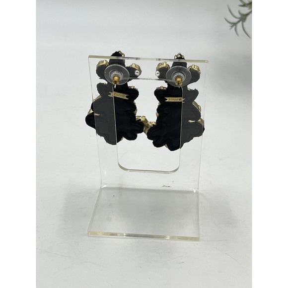J. Crew Crystal Clear‎ Opal Color Cluster Black Fabric-Backed Statement Earrings - Picture 10 of 16